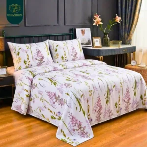 The Lavender Oasis: A 3-Piece Cotton Sateen Artful Bedsheet Set