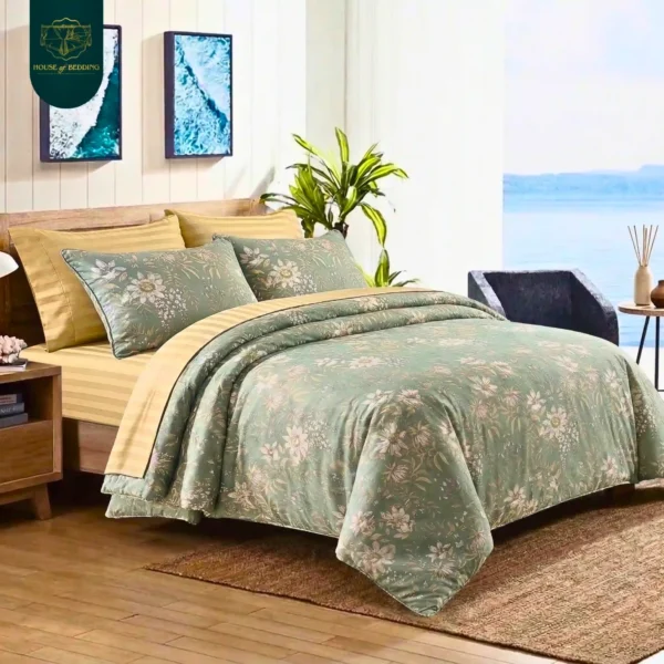 Subh-e-Chaman: Complete 6-PieceCotton Sateen Luxury Duvet Cover Set