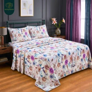 Flower of Angels: The 3-Piece Cotton Sateen Floral Bedsheet Set