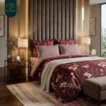 Mughal Burgundy & Peach Floral 6-Piece Duvet