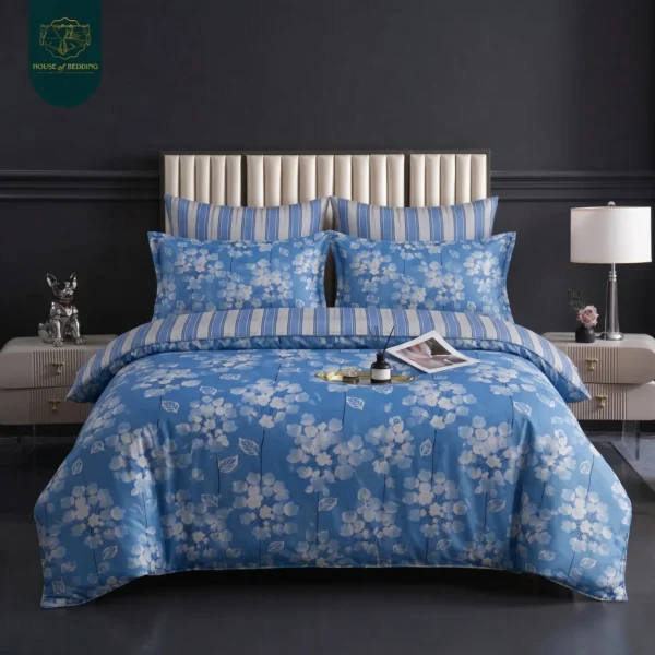 Indus Blue Waterwave Abstract 6-Pc Duvet Cover