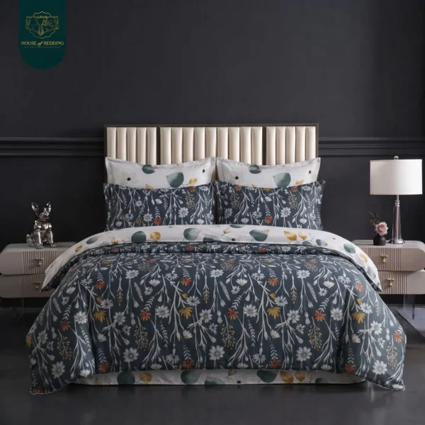 Margalla Green Leaf Pattern 6-Pc Duvet Cover set